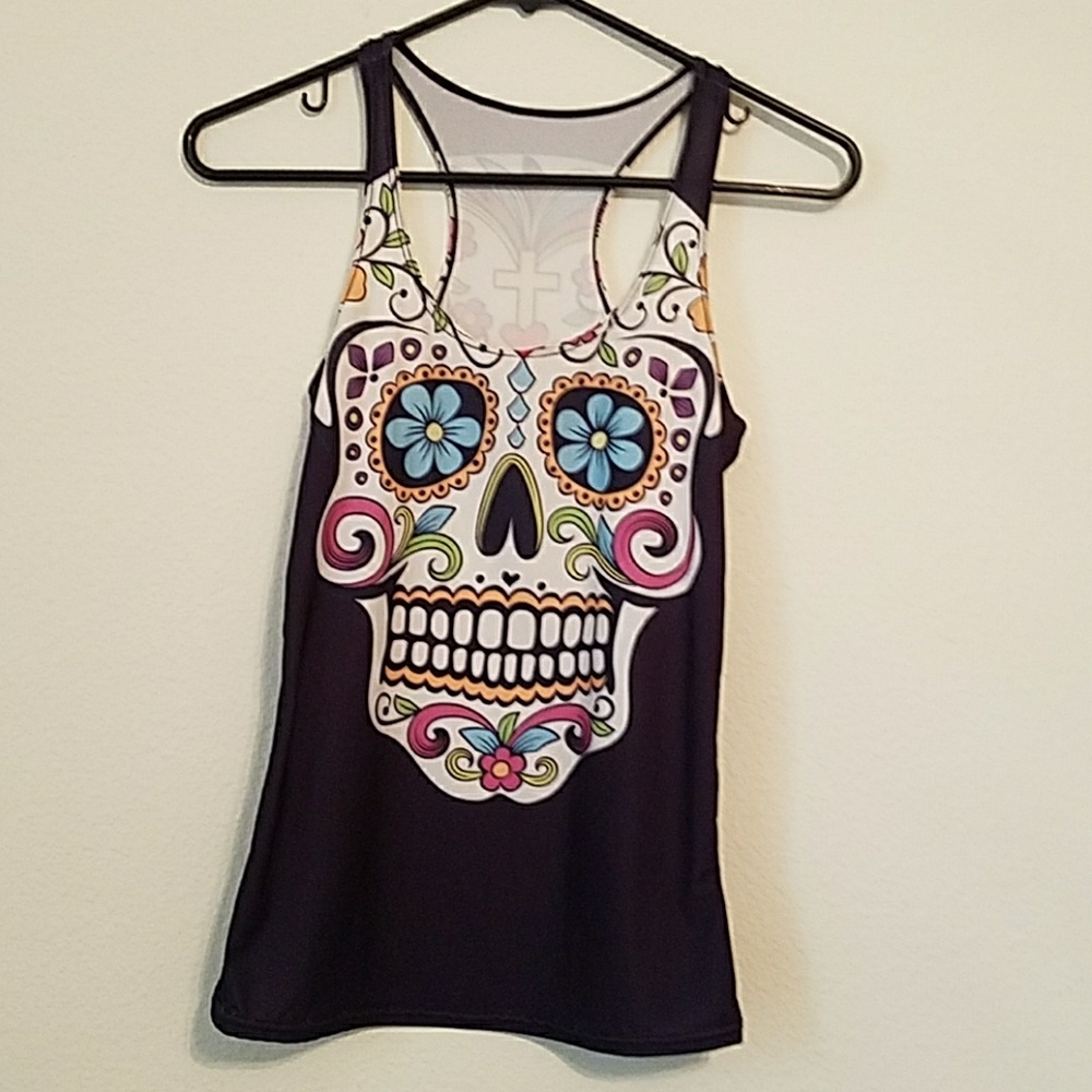 Day of the dead skull workout tank top